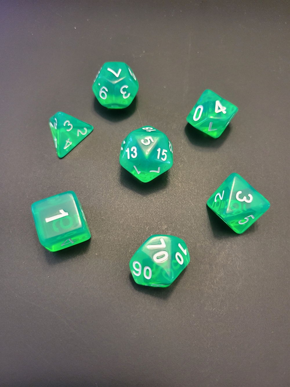 Green Clear RPG Polyhedral Dice Set